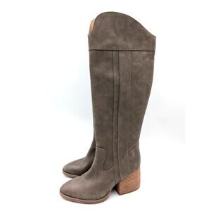Korks Scarlet Western Block Heel Tall Boots Taupe Women's Size US7.5M EU38